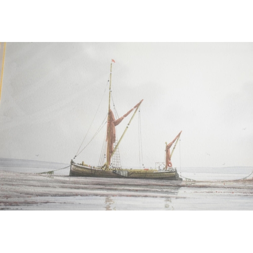 215 - An Alan Whitehead set of Four Watercolours Depicting Barges, Each 34x24cms