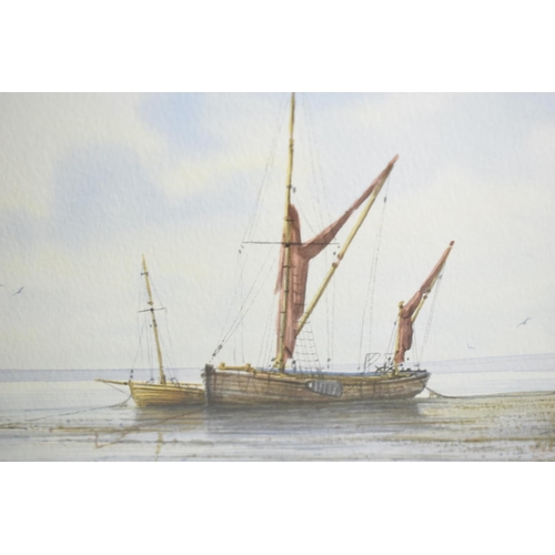 215 - An Alan Whitehead set of Four Watercolours Depicting Barges, Each 34x24cms