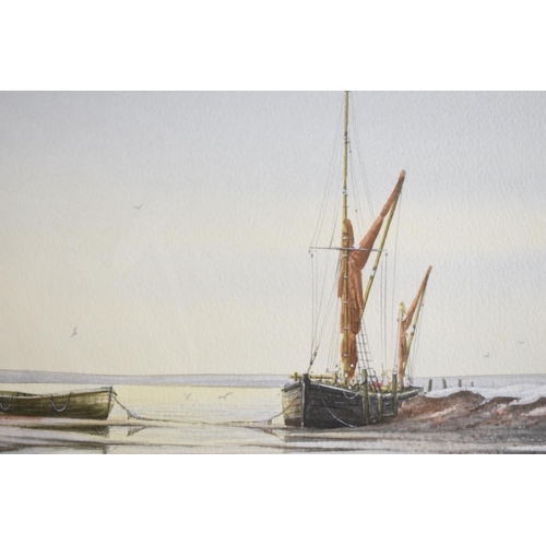 215 - An Alan Whitehead set of Four Watercolours Depicting Barges, Each 34x24cms