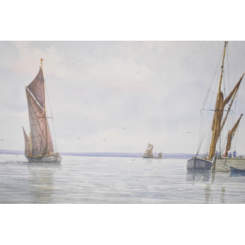 215 - An Alan Whitehead set of Four Watercolours Depicting Barges, Each 34x24cms