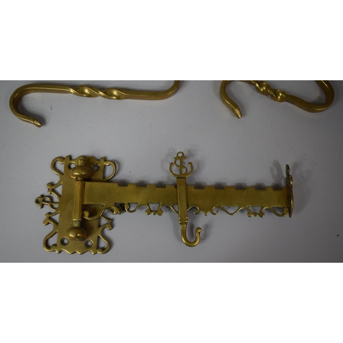 218 - A Collection of Various Brasware to include 19th Century Wall Mounting Beam Hook with Nautical Theme... 