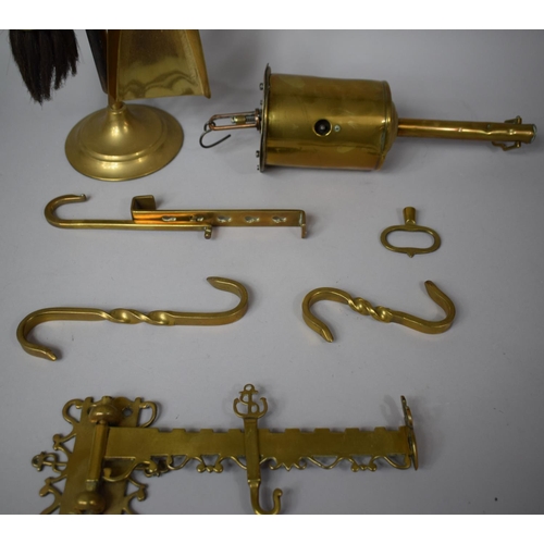 218 - A Collection of Various Brasware to include 19th Century Wall Mounting Beam Hook with Nautical Theme... 