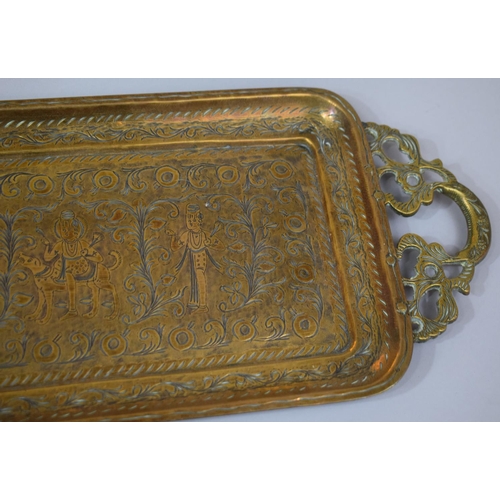 222 - A Collection of Various Brassware to include Indian Rectangular Tray with Pierced Handled and Engrav... 