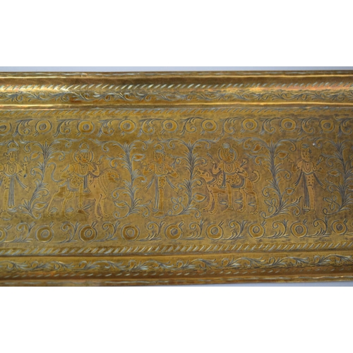 222 - A Collection of Various Brassware to include Indian Rectangular Tray with Pierced Handled and Engrav... 