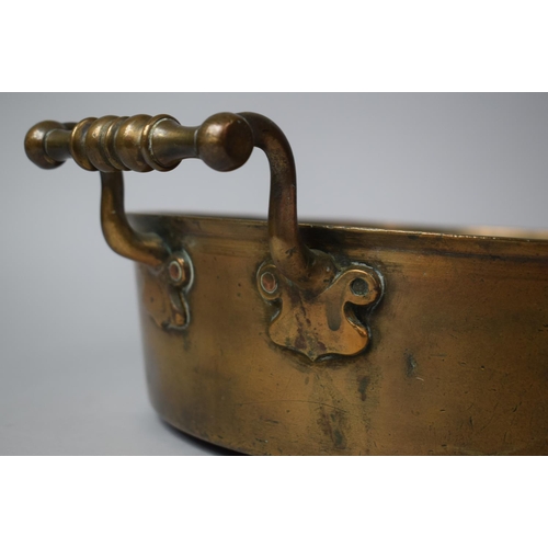 26 - A 19th Century Copper Two Handled Pan, 31.5cms Diameter