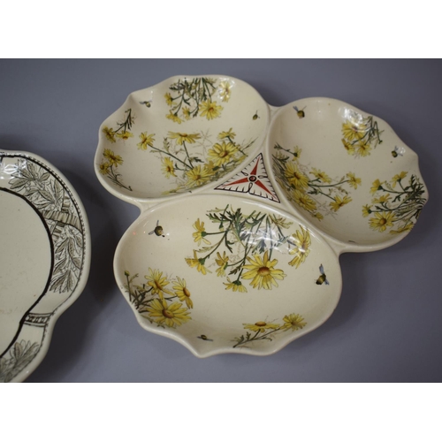 272 - An Edwardian Daisy Pattern Trefoil Dish together with a Transfer Printed Serving Tray