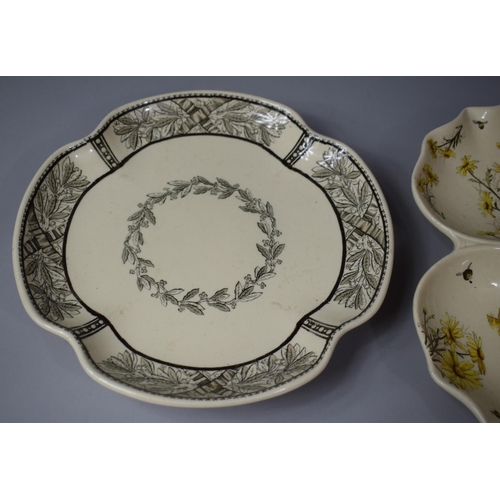 272 - An Edwardian Daisy Pattern Trefoil Dish together with a Transfer Printed Serving Tray