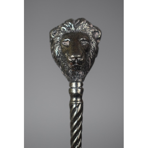 280 - A White Metal Spoon with Lion Head Finial, the Back Inscribed and Dated 98, 12cms Long