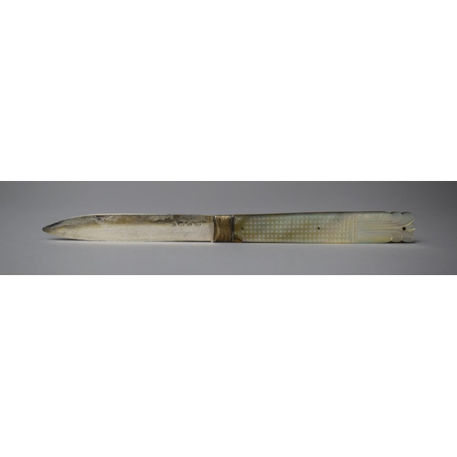 282 - A Silver and Mother of Pearl Fruit Knife, 16cms When Open, Some Loss to Mother of Pearl