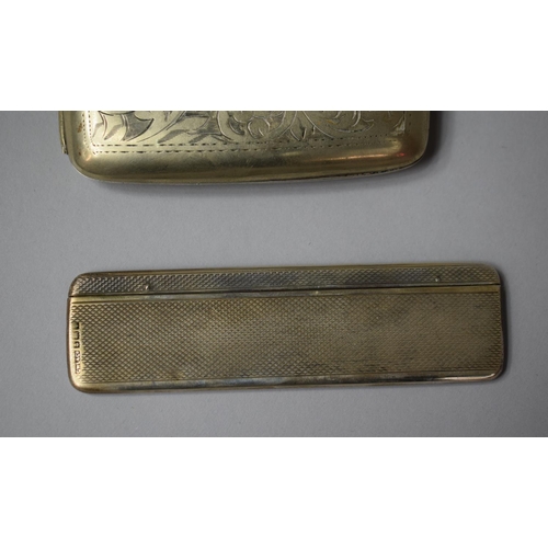 283 - An Engine Turned Cased Travelling Comb, Missing Two Teeth, Birmingham Hallmark, 10.5cms Wide togethe... 