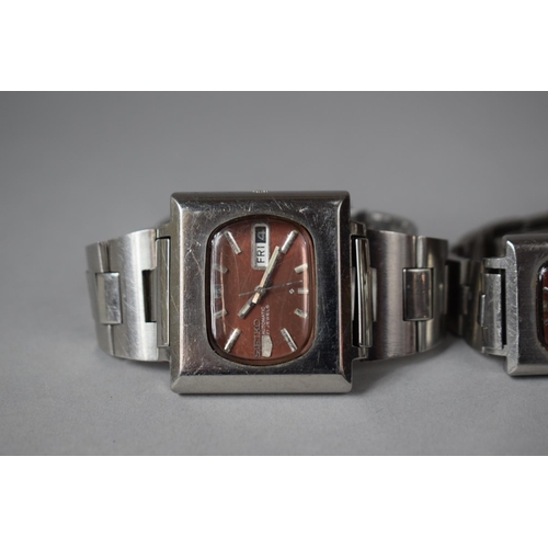 299 - A Vintage Seiko Wrist Watch with TV Shaped Dial together with a Smaller Faced Example and one Other ... 