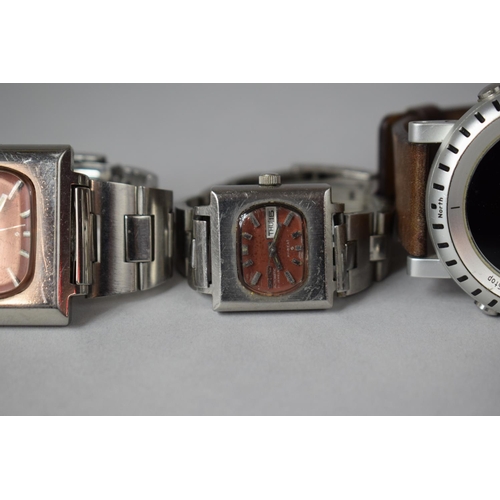 299 - A Vintage Seiko Wrist Watch with TV Shaped Dial together with a Smaller Faced Example and one Other ... 