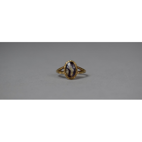 317 - A 9ct Gold and Blue John Ring, Size O, 1.9gms