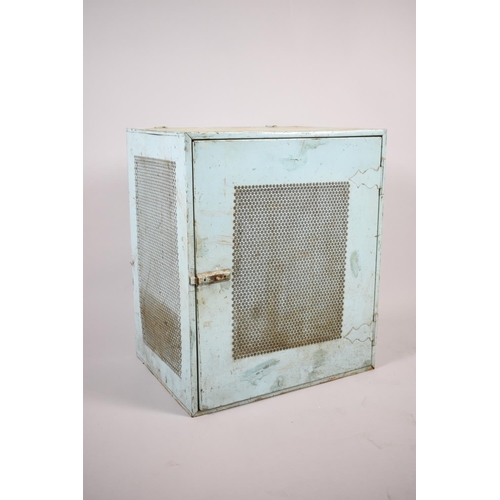 356 - An Early/Mid 20th Century Painted Tin Meat Safe, 47cms Wide, 55cms Tall