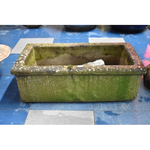 360 - A Reconstituted Stone Garden Planter of Rectangular Form having Carved Ends, 57cms Wide by 30cms Dee... 