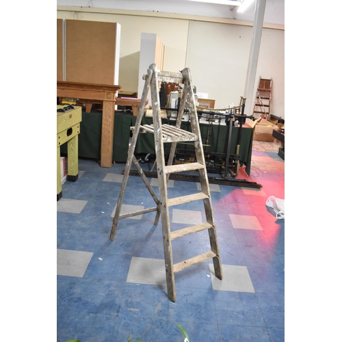 390 - A Carpenters Four Step Wooden Step Ladder