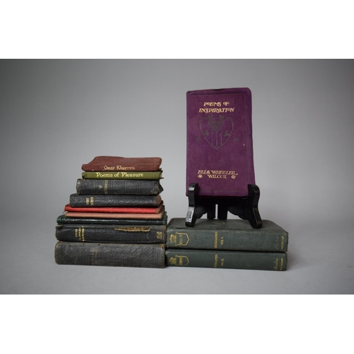 410 - A Collection of Miniature Books to Include Three Sued Bound Examples of Poems of Pleasure, Omar Khay... 