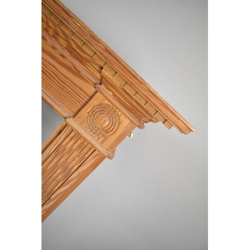 420 - A Pine Framed Fire Place Surround with Reeded Columned Stylised Supports and Galleried Top, 139cms W... 