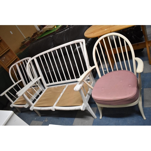 450 - A Collection of White Painted Furniture to include Two Seater Settee, Missing Cushions, Together wit... 