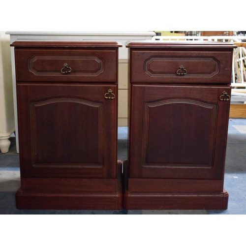 456 - A Pair of Late 20th Century Bedside Cabinets with Top Drawer and Cupboard Base, Each 48x47x77cms Hig... 