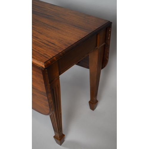 467 - A Mahogany Drop Leaf Table on Reeded Square Tapering Support, 97cm wide