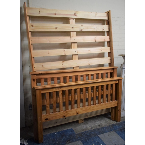 476 - A Pine Framed Double Bed, 142x191cm