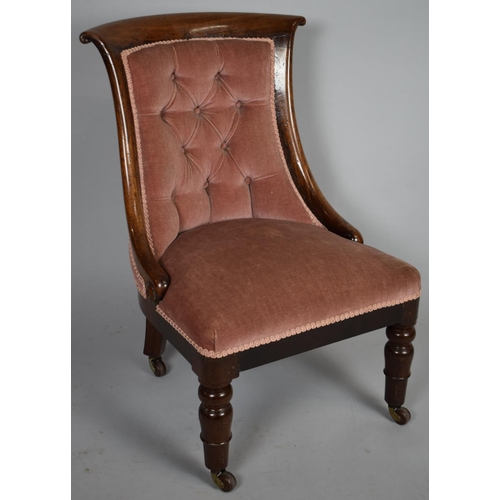 481 - A Victorian Mahogany Framed Upholstered Ladies Nursing Chair Having Short Turned Front Supports and ... 