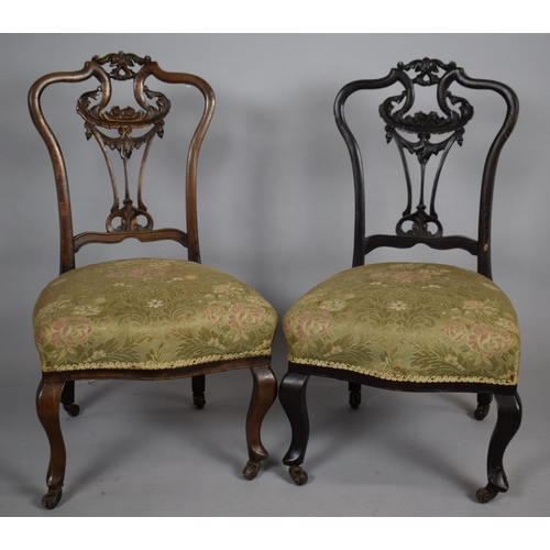 487 - Two Victorian Ladies Chairs with Carved and Pierced Back Support