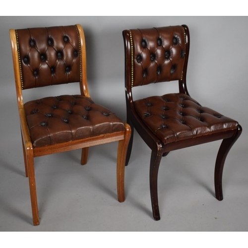 488 - Two Leather Upholstered Button Back Chairs