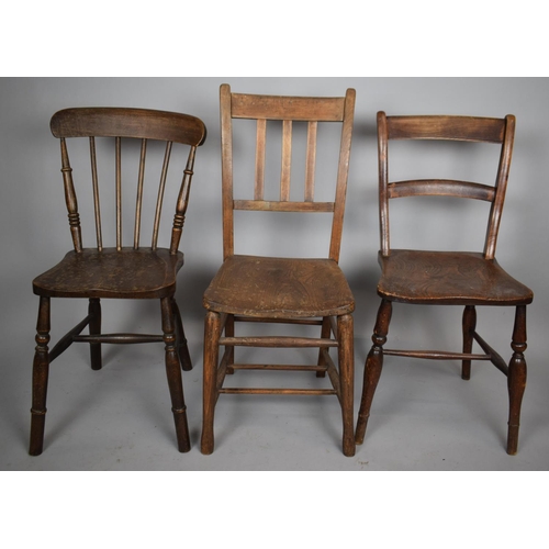 489 - Three 19th Century Chairs to Include Elm Seated Examples