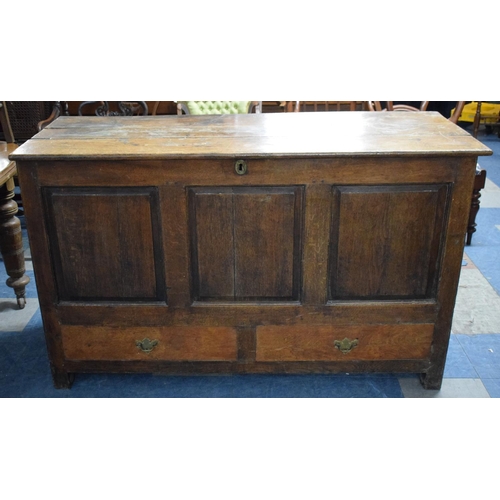 490 - A 19th Century Oak Mule Chest with Panelled Front Support and Two Base Drawers, 141x56x70?cm High