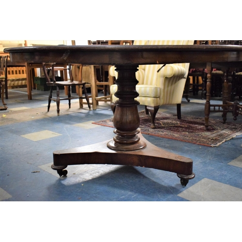 503 - A Large William IV Mahogany Tilt Top Dining/Centre Table on Bulbous Turned Support, 135cm Wide