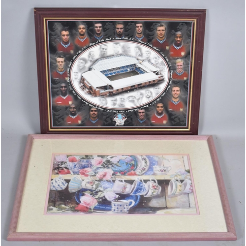 511 - A Framed Kings of Villa Park Football Print and a Pink Framed Watercolour Print