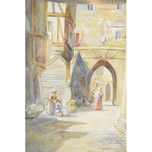 64 - A Continental Gilt Framed Watercolor, Street Signs, Signed By A Eccles, 27x22cms, Frame with Loss