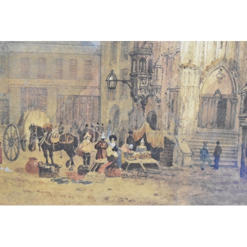 94 - A Gilt Framed Watercolour on Paper, The Town Square, Signed Ward, 25.5cmsx18cms