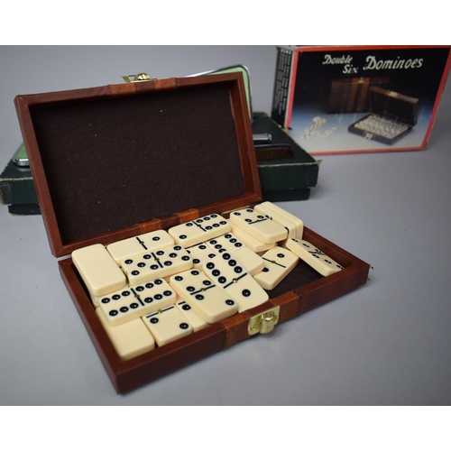 98 - A Cased Double Six Dominoes with Original Box together with Gents Travelling Dressing Set and Ladies... 