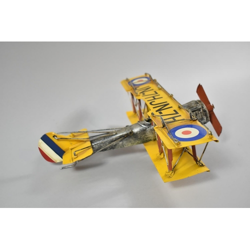 112 - A Reproduction Metal Model of a Vintage Biplane, 29cm long