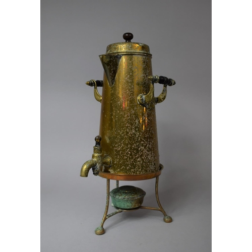 114 - A Mid 20th Century Brass Coffee Samovar on Stand with Burner, 40cm high