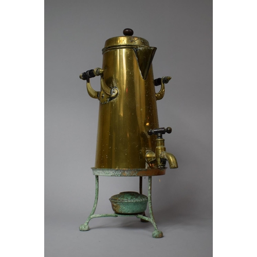 114 - A Mid 20th Century Brass Coffee Samovar on Stand with Burner, 40cm high