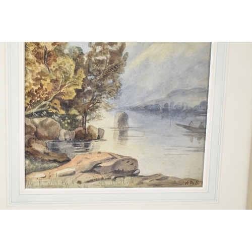 131 - A Framed Watercolour Depicting 19th Century Lake Scene, 19x27cm