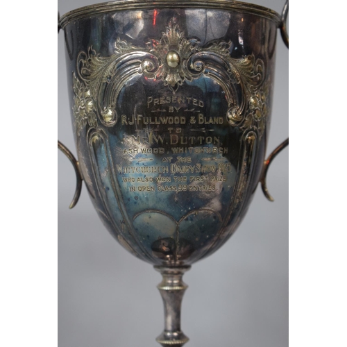 148 - A Silver Plated Two Handled Trophy for the Whitchurch Dairy Show 1923 Together with a Silver Plated ... 