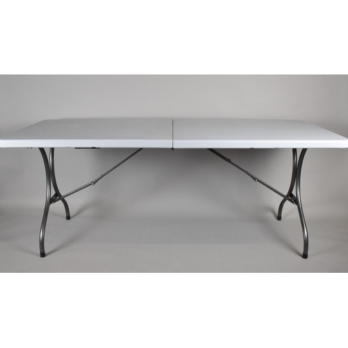 156 - A Large Modern Plastic and Iron Folding Trestle Table, 181cm Long