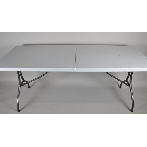 156 - A Large Modern Plastic and Iron Folding Trestle Table, 181cm Long