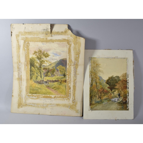 157 - Two Mounted but Unframed Watercolors, Rural Scene, Buchanan- Shepherd on Lane, 26x34cm and Harrison-... 