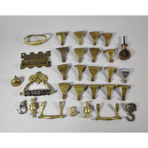 170 - A Collection of Metalwares to Inlcude Picture Hooks, Caster, Finials, Handles etc