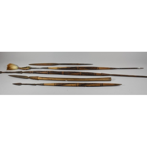 176 - A Collection of Five African Souvenir Tribal Spears