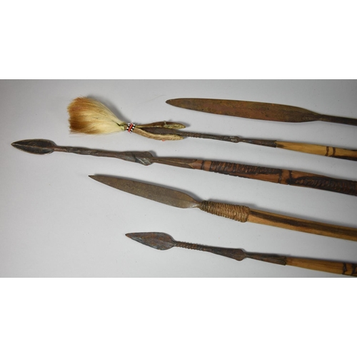 176 - A Collection of Five African Souvenir Tribal Spears