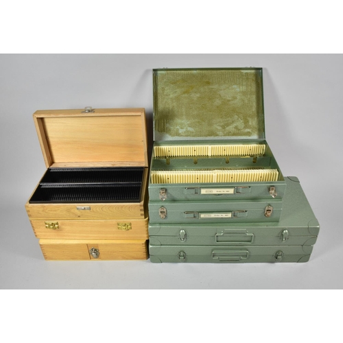 185 - A Collection of Various Wooden and Metal Slide Boxes