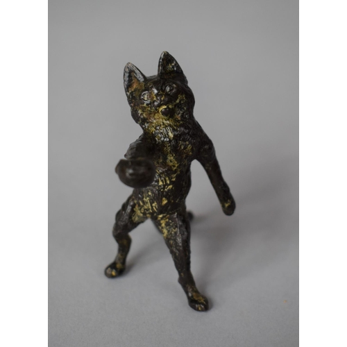 23 - An Austrian Bronze Anthropomorphic Study of Standing Cat with Paw Outstretched, 7cm high