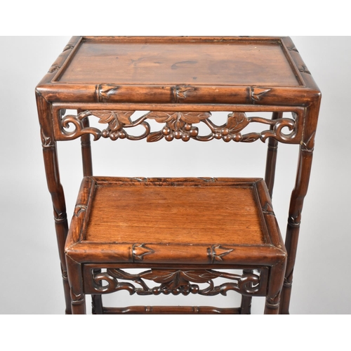 49 - Two Chinese Hardwood Tables with Carved and Pierced Decoration, 44cm and 33cm Wide